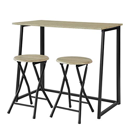 SoBuy OGT18-N,ES Set Mesa Alta de Bar y 2 Taburetes,Mueble Plegable para Cocina (2 Taburetes)