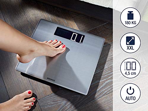 Soehnle Báscula de baño Style Sense Safe 300, peso corporal con pantalla LCD, báscula digital plana de acero inoxidable con patas antideslizantes