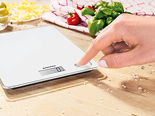 Soehnle Báscula de cocina Page Compact 300, báscula digital que pesa entre 1 g y 5 kg, peso de cocina con diseño elegante y con pantalla LCD, blanco