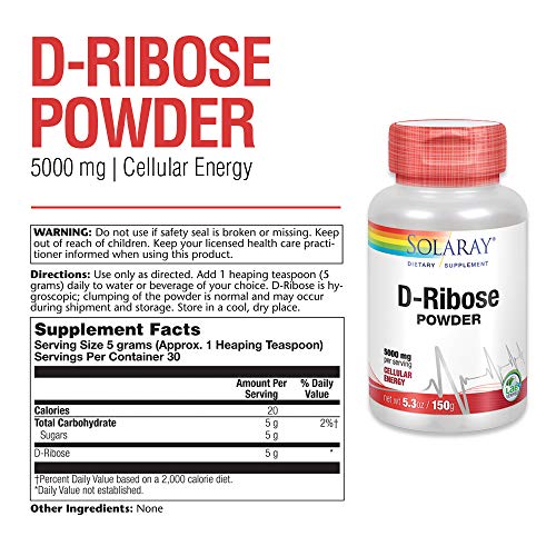 Solaray D-Ribrose 5000mg | D-Ribosa | Polvo | 150 Grams