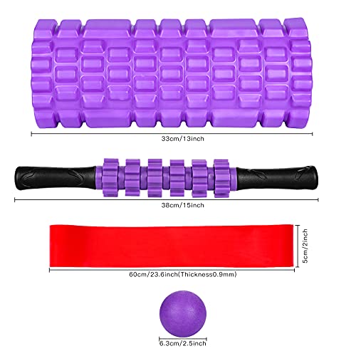 Soulpala 5pcs Foam Roller Masaje Kit con Rejilla de Liberación Miofascial, con Rodillos de Espuma, Roller Stick, Bolas Masaje y Bandas de Resistencia Relajar Piernas y Partes Cuerpo Adoloridas