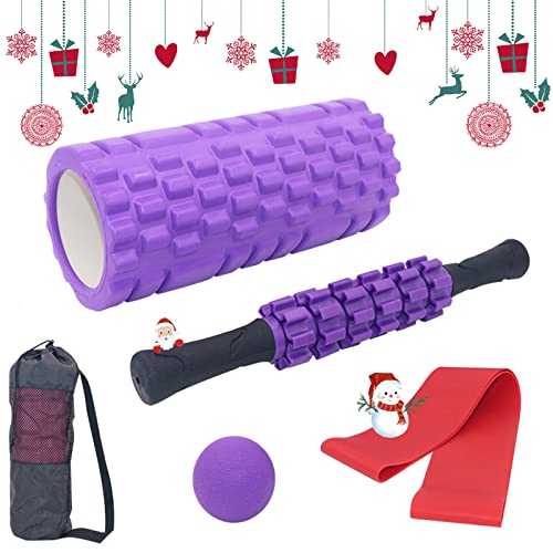 Soulpala 5pcs Foam Roller Masaje Kit con Rejilla de Liberación Miofascial, con Rodillos de Espuma, Roller Stick, Bolas Masaje y Bandas de Resistencia Relajar Piernas y Partes Cuerpo Adoloridas