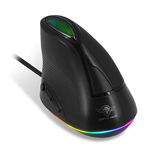 SPIRIT OF GAMER - Ratón para Juegos ELITE-M60 Vertical - RGB Personalizable con Retroiluminación LED - Hasta 6500 DPI Max - 6 Botones Programables y Rueda de Desplazamiento - Software Incluido