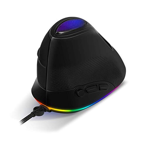 SPIRIT OF GAMER - Ratón para Juegos ELITE-M60 Vertical - RGB Personalizable con Retroiluminación LED - Hasta 6500 DPI Max - 6 Botones Programables y Rueda de Desplazamiento - Software Incluido