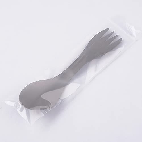 Spork Cuchara de Exterior Cubiertos Camping Titanio Tenedor Cuchara de Titanio Juego de Tenedor y Cuchara, Vajilla PortáTil para Acampar, Al Aire Libre, Vajilla para Senderismo, Gris