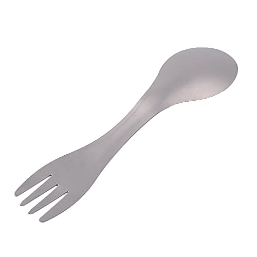 Spork Cuchara de Exterior Cubiertos Camping Titanio Tenedor Cuchara de Titanio Juego de Tenedor y Cuchara, Vajilla PortáTil para Acampar, Al Aire Libre, Vajilla para Senderismo, Gris