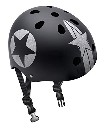 Stamp Jh674112 Skate Helmet Black Star with HEADRING, Unisex niños, Negro, 6+