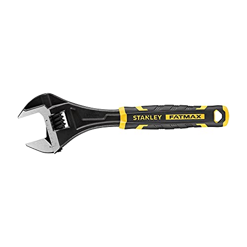 Stanley FMHT13128-0 FatMax-Llave Inglesa Ajustable (12", Bimaterial, con función de Apertura rápida, Medidas métricas y Pulgadas, Orificio para Colgar), Negro y Amarillo