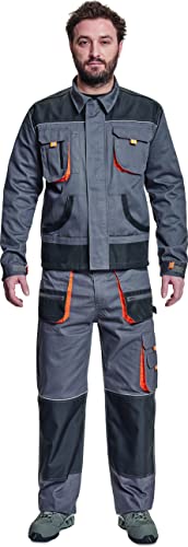 Stenso Des-Emerton - Chaqueta de Trabajo Multiusos para Hombre - Codos Reforzados - Gris/Negro/Naranja - 52