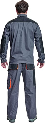 Stenso Des-Emerton - Chaqueta de Trabajo Multiusos para Hombre - Codos Reforzados - Gris/Negro/Naranja - 52