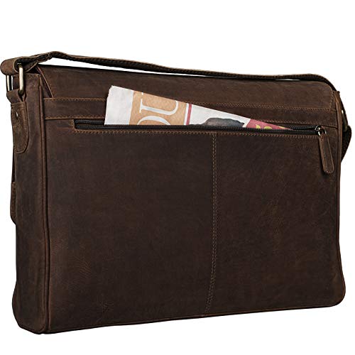 STILORD 'Oskar' Messenger Bag Piel Hombres Mujeres Bolso de Hombro del Ordenador portátil Bolso Bandolera de 15.6 Pulgadas de Cuero marrón, Color:marrón - Medio