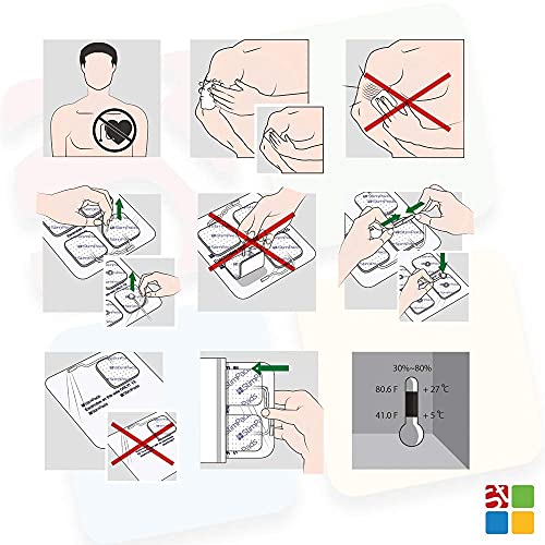 StimPads, Eco-Pack de 12 Unidades de Alto Rendimiento, electrodos TENS - EMS de Larga duración con Conector Universal Tipo Snap de 3.5mm (4 X 50X100mm y 8 X 45X45mm)