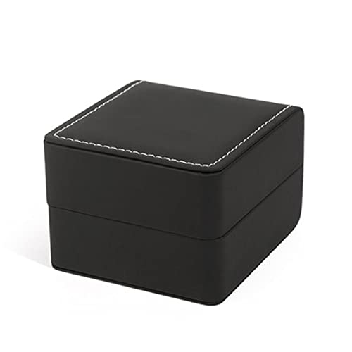 Storage Box Caja de reloj de cuero negro Pulsera Joyas de pantalla Caja de regalo Caja de regalo Caja de regalo de regalo portátil (Color : Black, Size : One size)