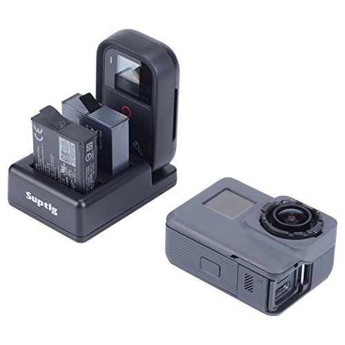 Suptig Cargador de batería Triple Compatible con GoPro Hero 8 Hero 7 Negro Hero 6 Hero 5 Hero 2018 y para Mando a Distancia de Gopro WiFi o Suptig WiFi