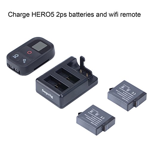 Suptig Cargador de batería Triple Compatible con GoPro Hero 8 Hero 7 Negro Hero 6 Hero 5 Hero 2018 y para Mando a Distancia de Gopro WiFi o Suptig WiFi