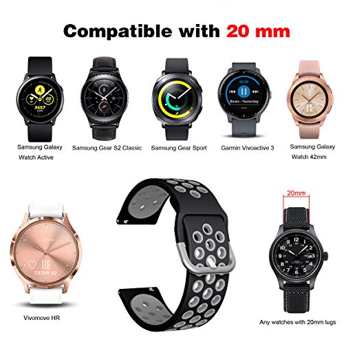 Sycreek Compatible para Samsung Galaxy Active Correa 20mm Pulsera Silicona Suave de Correa de Reloj Ajustable de Repuesto para Samsung Galaxy Watch 42mm/Galaxy Watch 3 41mm/Active 2 40mm/Active 2 44mm