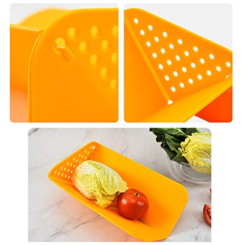 Tabla de Cortar Cocina Plástico Tabla de Cortar Plegable Multifuncional con Tamiz Integrado Tabla de Cortar Set Adecuado para Cocina, Picnic, lavar Frutas y Verduras y Cortar Verduras 2 Piezas