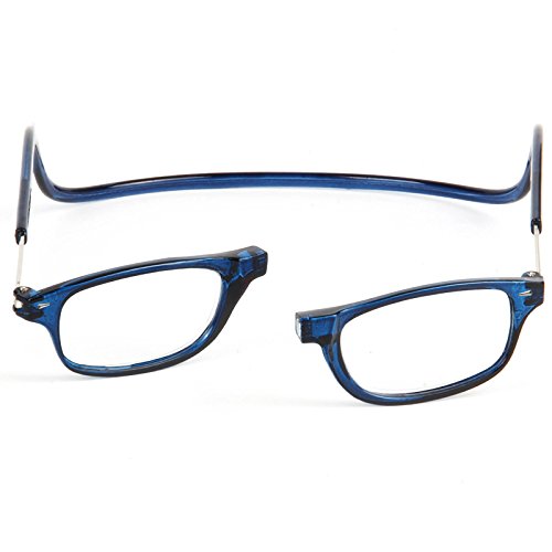 TBOC Gafas de Lectura Presbicia Vista Cansada – Montura Azul Graduadas +1.00 Dioptrías Hombre Mujer Regulables Imantadas Magnéticas Plegables Lentes Aumento Leer Ver Cerca Cuello Cierre Imán