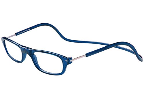 TBOC Gafas de Lectura Presbicia Vista Cansada – Montura Azul Graduadas +2.00 Dioptrías Hombre Mujer Regulables Imantadas Magnéticas Plegables Lentes Aumento Leer Ver Cerca Cuello Cierre Imán