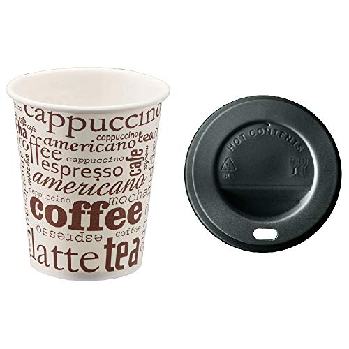 TELEVASO - 300 uds - Vaso de cartón para café Vending + Tapa Traveler - Capacidad de 237 ml (8 oz) - Ideal para Bebidas Calientes como café, té, Leche, infusiones