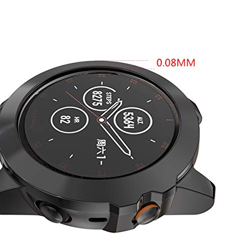 Tencloud Fundas protectoras compatibles con Garmin Fenix 5X Plus funda protectora suave cubierta de TPU cubierta de parachoques todo alrededor, accesorios para Fenix 5X/Fenix 5X Plus (negro)