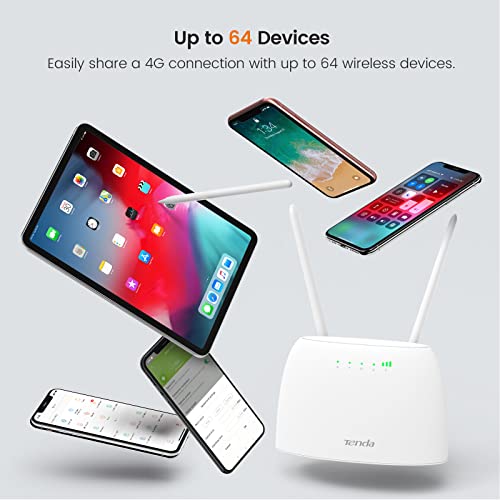 Tenda 4G07 AC1200 Dual Band 4G Mobile Wi-Fi Router, Ranura SIM desbloqueada, no Requiere configuración, 2 Puertos Gigabit, Antenas Wi-Fi extraíbles