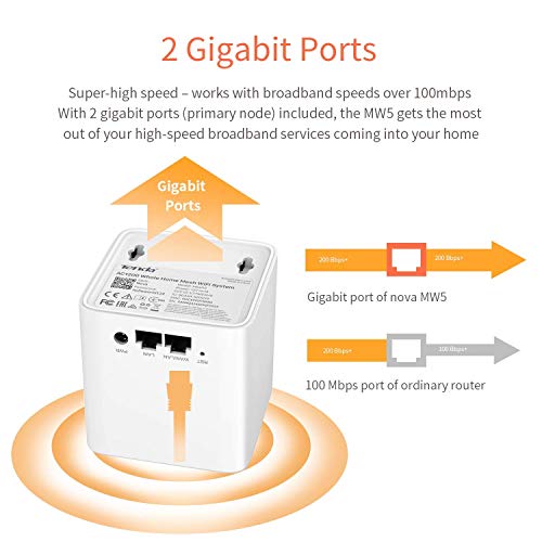 Tenda MW5 Sistema WiFi Mesh AC1200 Router Dual Banda para casas 100-300㎡ Pack3