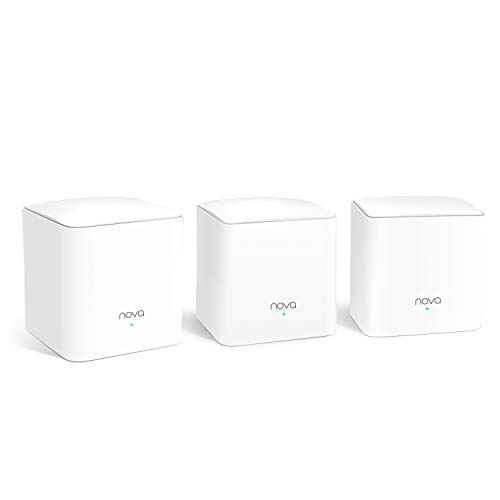 Tenda Nova MW5G Mejor Sistema WiFi Mesh, Gigabit Router ( AC1200 Doble Banda Cobertura hasta 300m², 2 * 1000Mbps Puertos, Hasta 80 Dispositivos, Compatible con Alexa, Control Parental, Blanco, 3 Hubs)