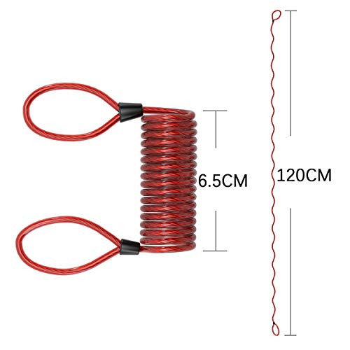 Timertick Candado de Freno de Disco,Bloqueo de Disco de Freno con Cuerda Recordatoria y 2 Claves,Cerradura para Scooter,Bicicleta,Moto (Rojo)