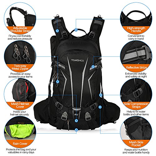 TOM SHOO Mochila Ciclismo 20L/30L Impermeable para Excursionismo Ciclismo Alpinismo Senderismo Camping al Aire Libre con Cubierta de Lluvia y del Casco