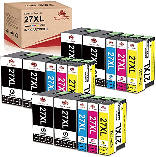 Toner Kingdom Compatible para Epson 27XL 27 Cartuchos de Tinta de Repuesto para Epson Workforce WF-7720 WF-7620 WF-7110 WF-3640 WF-7610 WF-7210 WF-7715 WF-7710 WF-3620(6Negro 3Cian 3Magenta 3Amarillo)