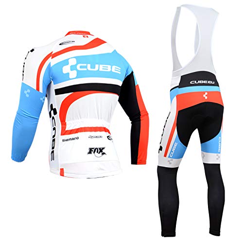 Traje Bicicleta Hombre Invierno, Conjunto Ropa Ciclismo Térmico de Manga Larga Incluye Maillot Ciclismo Polar Térmico