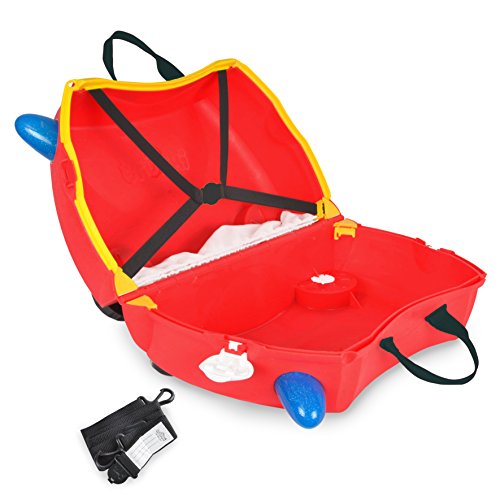 Trunki Maleta niño correpasillos y equipaje de mano infantil: Camión de bomberos Frank (Rojo)