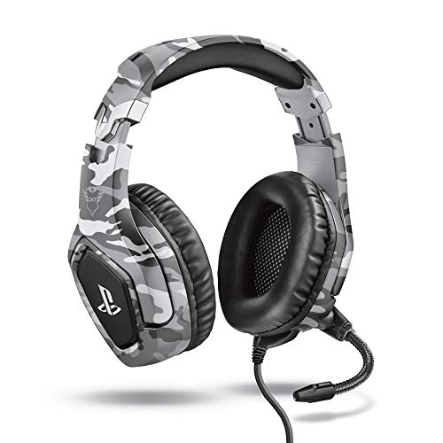 Trust Cascos Gaming PS4 y PS5 Auriculares de Gaming GXT 488 Forze-G, Licencia Oficial para PlayStation, Micrófono Plegable, Altavoces Activos de 50 mm, Cable Trenzado de Nailon de 1.2 m, Gris