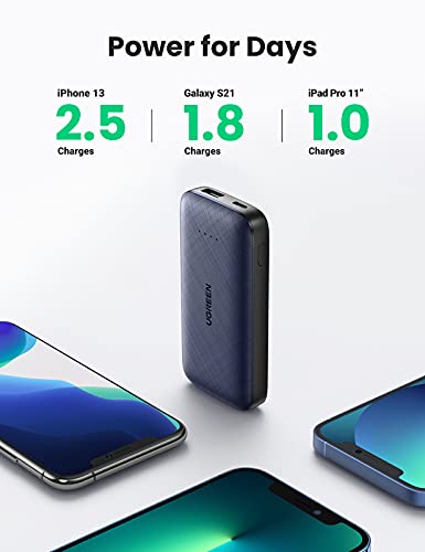 UGREEN 20W Batería Externa Movil PD 3.0, Mini Power Bank USB C 10000mAh Carga Rápida, Cargador Portátil Móvil Pequeño QC 3.0 Compatible con iPhone 13/12 Pro/ 11/ XR/XS/ 8, iPad Pro 2020, Airpods Pro