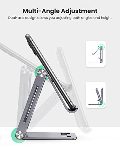 UGREEN Soporte Movil, Soporte Telefono Móvil Mesa Plegable Atril Movil Mesa Multiángulo Soporte Smartphone Mesa Ajustable de Aluminio Compatible con iPhone 13/12,Galaxy S21,Xiaomi Redmi Note 10/9 Pro