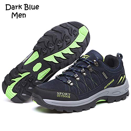 Unitysow Zapatillas de Senderismo Hombres Al Aire Libre Zapatillas de Trekking Impermeables Zapatillas de Montaña Botas de Senderismo Antideslizantes Camping Escalada Sneakers,Azul Oscuro,EU42