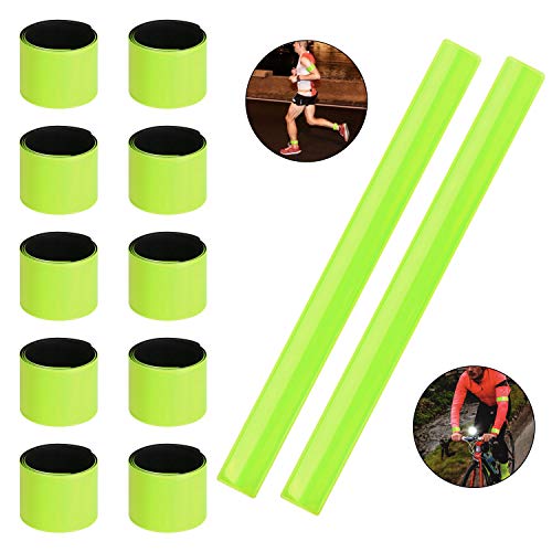 URAQT Bandas reflectoras, 12 Bandas Reflectantes a presión, Bandas de muñeca/Tobillo Altamente Reflectantes, Pulseras de Seguridad a presión para Ciclismo, Correr, Adultos, niños