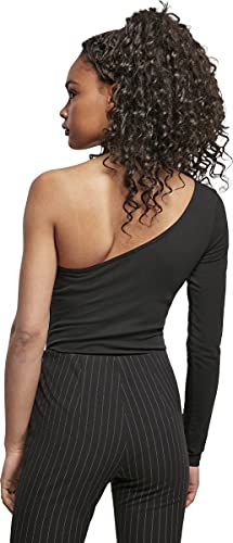 Urban Classics Ladies Organic Asymmetric One Sleeve Body Bodi modeladora, Negro, S para Mujer