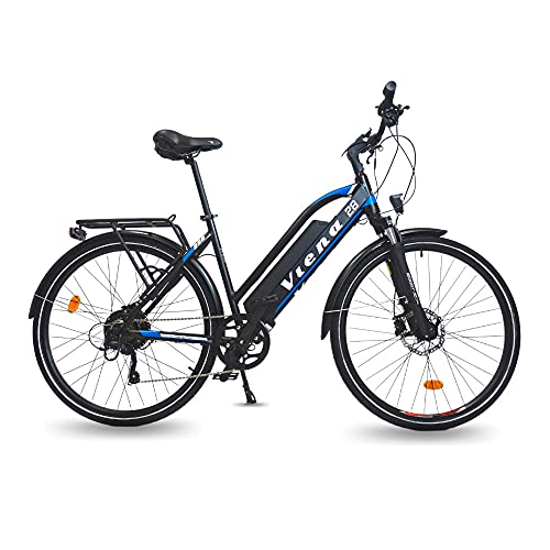 URBANBIKER Viena Bicicleta VTC eléctrica (Amarillo o Azul) batería Lithium Ion 804 WH (48 V y 17,5Ah), 26/28 Pulgadas Talla 45/48, Shimano Altus Derailleur, 7 velocidades. (Azul, 28)