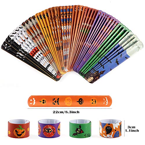 vamei 48 Piezas Juguetes Fiesta Halloween Pulseras de Bofetada Niños Slap Pulsera Halloween Regalo Artículos de Fiesta Cumpleaños