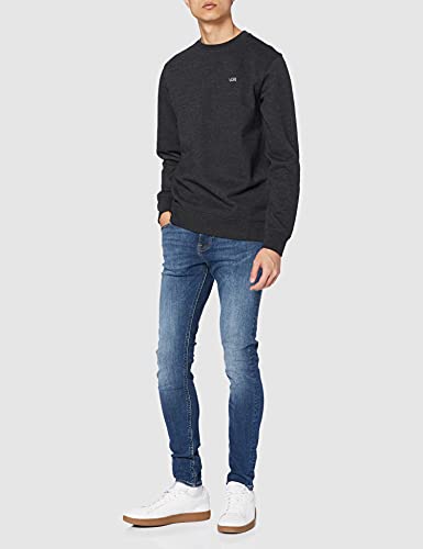 Vans_Apparel Basic Crew Fleece Sudadera, Negro (Black Heather Bhh), Large para Hombre