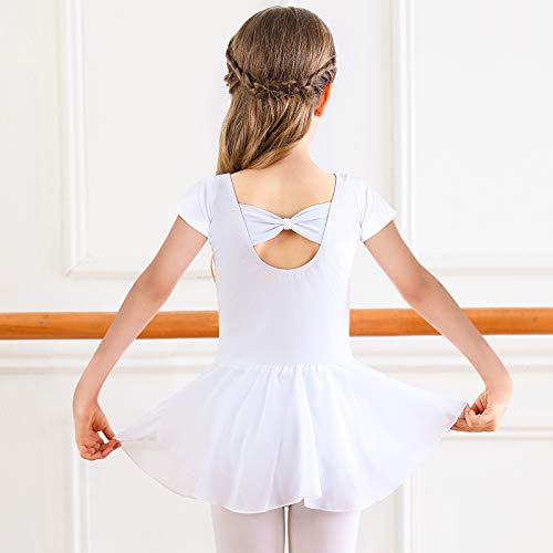 Vestido de Ballet Maillot de Danza Gimnasia Leotardo Algodón Body Clásico para Niña Blanco 140