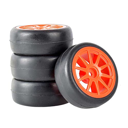 VIKEP Los Juegos De Ruedas De Los Neumáticos De Carreras Slick Aptos para HSP HPI 1/10 1:10 Coche De Turismo RC 910-6018 (Color : Red Wheel)