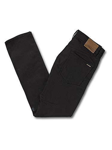 Volcom 2x4 Denim P Pantalón de Mezclilla con Corte Pitillo, Hombre, Negro (Black On Black), 26/30