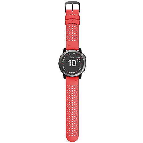 WIIKAI Compatible con Garmin Fenix 6X/6X Pro/5X/5X Plus/3/3HR Correas para Relojes, Correa de Pulsera de Reemplazo.(Negro Rojo)