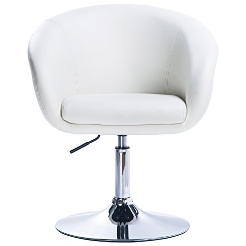 WOLTU 1x Taburete de Bar Altura Ajustable Acero Cromado, Cuero Sintético Taburete bajo Sillas Bar Taburete Peluquería Silla de Escritorio Blanco BH24ws-1