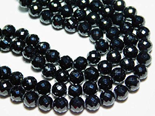 World Wide Gems Beads Gemstone AAA-Black Spinel Faceted Big Disco Round Beads- 7 Inch Long Strand -Stones Measure- 8mm Code-HIGH-7710