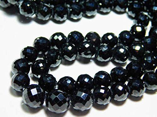 World Wide Gems Beads Gemstone AAA-Black Spinel Faceted Big Disco Round Beads- 7 Inch Long Strand -Stones Measure- 8mm Code-HIGH-7710