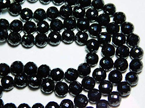 World Wide Gems Beads Gemstone AAA-Black Spinel Faceted Big Disco Round Beads- 7 Inch Long Strand -Stones Measure- 8mm Code-HIGH-7710